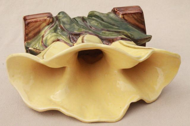 photo of vintage McCoy pottery calla lily planter vase, yellow lilies flower pot #5