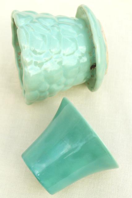 photo of vintage McCoy pottery flower pots & planters, blue, green, aqua, instant collection #9