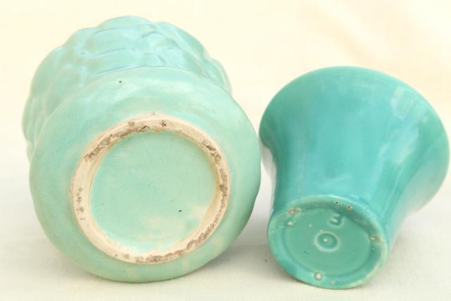 photo of vintage McCoy pottery flower pots & planters, blue, green, aqua, instant collection #11