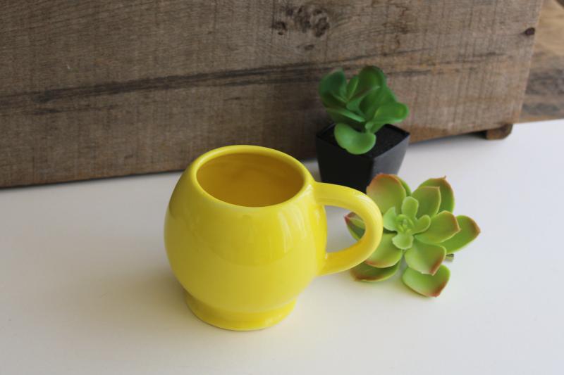 photo of vintage McCoy pottery mug, smiley face yellow smile coffee cup, 60s 70s retro #6