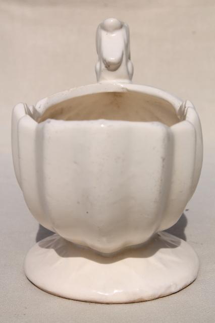 photo of vintage McCoy pottery planter, large shell & scroll seashell w/ matte ivory white glaze #6