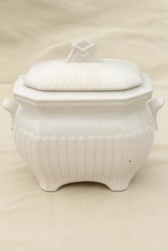 catalog photo of vintage McCoy pottery soup tureen, classic plain white ironstone style