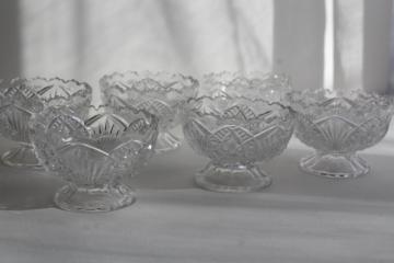 catalog photo of vintage McKee pressed pattern glass, mini punch bowls, finger bowls, sherbet dishes?