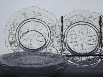 catalog photo of vintage McKee rock crystal depression glass salad plates, set of 6