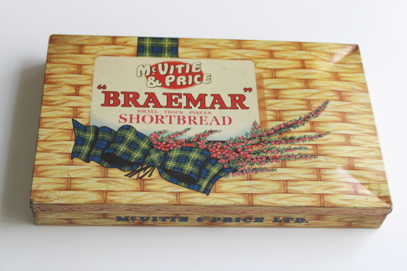 photo of vintage McVities biscuit tin, McVitie & Price Braemar Scottish shortbread box  #1