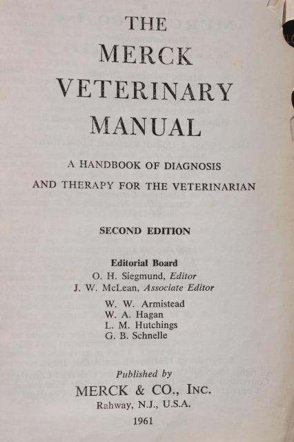 photo of vintage Merck Manual medical book, 2nd edition Merck Veterinary Manual 1961 #4