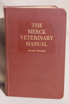 catalog photo of vintage Merck Manual medical book, 2nd edition Merck Veterinary Manual 1961