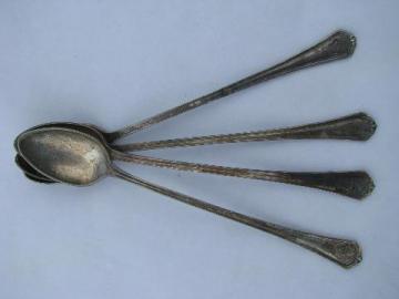 catalog photo of vintage Meriden silver plate iced tea spoons, long spoon set of 4