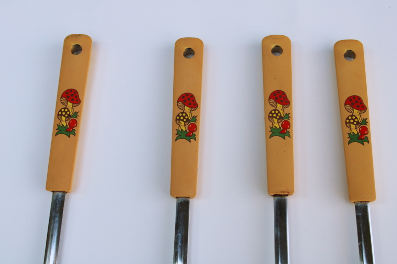 photo of vintage Merry Mushroom print kitchen utensils, Japan stainless spoons, spatula & fork  #2