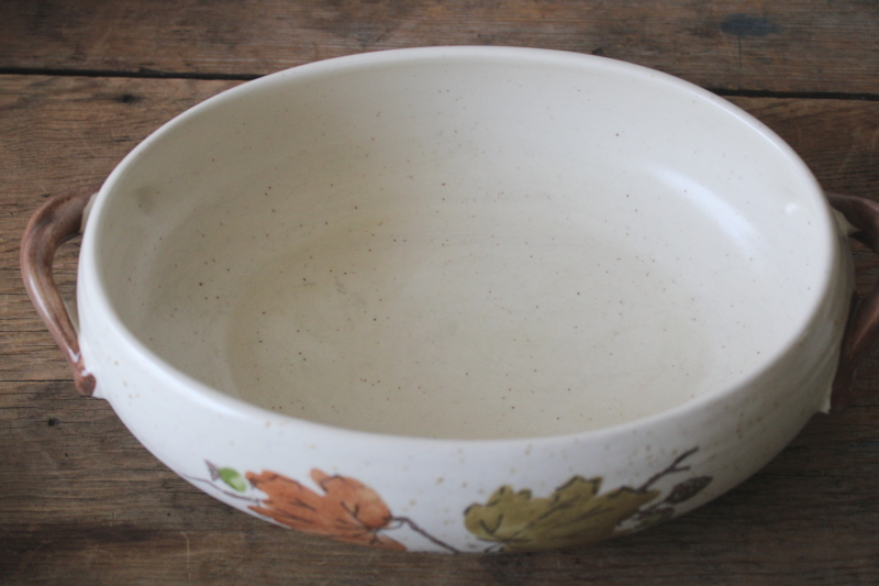 photo of vintage Metlox PoppyTrail Woodland autumn leaves pattern oval dish, fall harvest Thanksgiving dinnerware #2