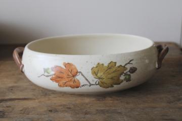 catalog photo of vintage Metlox PoppyTrail Woodland autumn leaves pattern oval dish, fall harvest Thanksgiving dinnerware 