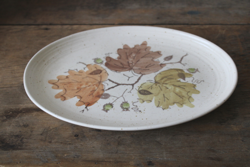 photo of vintage Metlox PoppyTrail Woodland autumn leaves pattern platter, fall harvest Thanksgiving dinnerware  #2