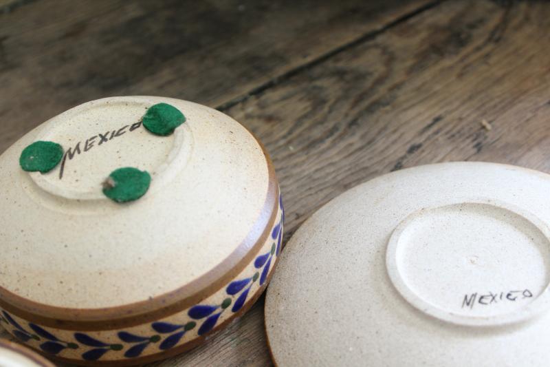 photo of vintage Mexican Tonala pottery smoke set, tobacco jar & ashtray, hand painted in Mexico #4