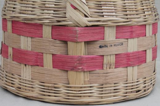 photo of vintage Mexican basket w/ lid - picnic hamper or covered basket for sewing & knitting  #8