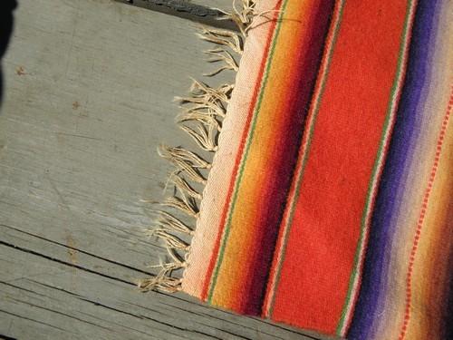 photo of vintage Mexican blanket table mat or runner, hand-woven in Mexico #2