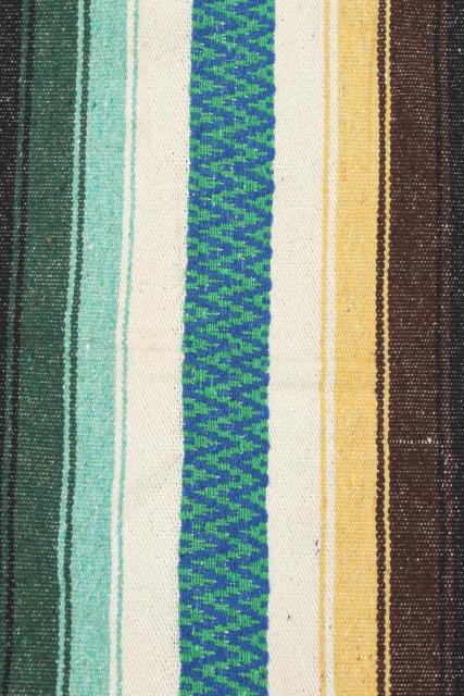 photo of vintage Mexican falsa blanket, serape striped acrylic Indian blanket rug #6