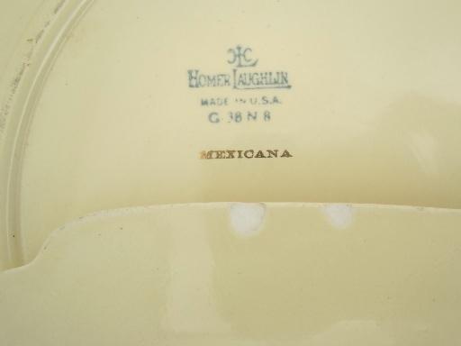 photo of vintage Mexicana & Hacienda Homer Laughlin Mexican theme pottery dinnerware #3
