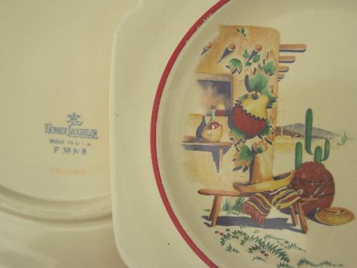 photo of vintage Mexicana & Hacienda Homer Laughlin Mexican theme pottery dinnerware #5