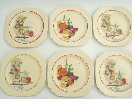 photo of vintage Mexicana & Hacienda Homer Laughlin Mexican theme pottery dinnerware #10