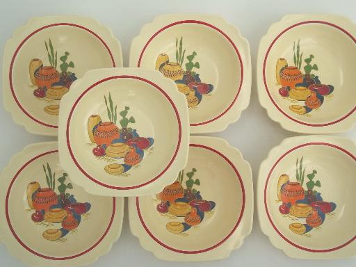 photo of vintage Mexicana & Hacienda Homer Laughlin Mexican theme pottery dinnerware #13