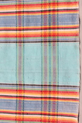 photo of vintage Mexico woven cotton tablecloth or bed cover w/ Mexican serape stripes #7