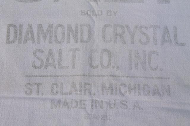 photo of vintage Michigan Diamond salt sacks, primitive printed cotton sack fabric feed bags #4