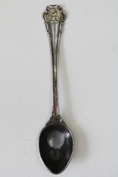 catalog photo of vintage Mickey Mouse silver plated baby spoon, Walt Disney Productions 