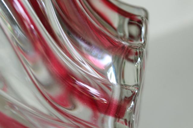 photo of vintage Mikasa crystal red peppermint striped swirl bowl, Walther glass #5