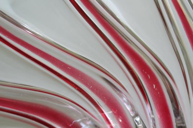 photo of vintage Mikasa crystal red peppermint striped swirl bowl, Walther glass #6