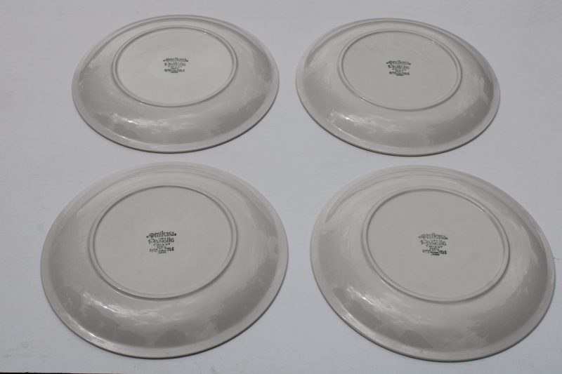 photo of vintage Mikasa dinner plates Twiggy mod flowers pattern purple & olive green Pastelle  #5