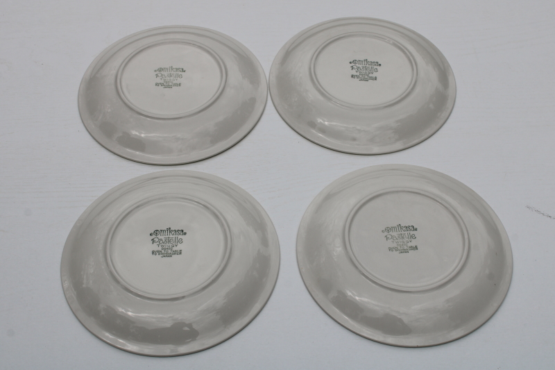photo of vintage Mikasa salad or dessert plates Twiggy mod flowers pattern purple & olive green  #4
