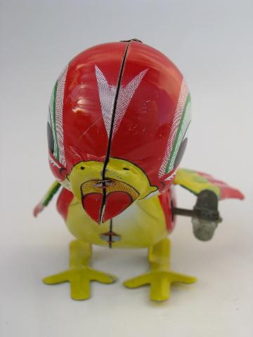 photo of vintage Mikuni - Japan red baby bird tin litho print wind-up toy #4