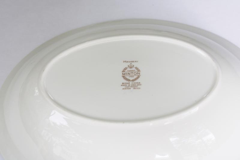 photo of vintage Mirabeau Minton England bone china oval vegetable bowl, mint condition #3