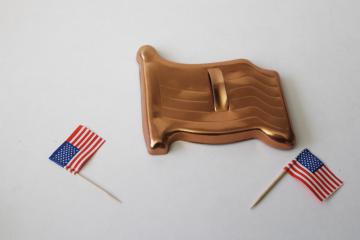 catalog photo of vintage Mirro copper aluminum cookie cutter, American US flag for 4th or Veterans day