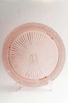 catalog photo of vintage Miss America pink depression glass cake plate, 1930s Anchor Hocking glassware