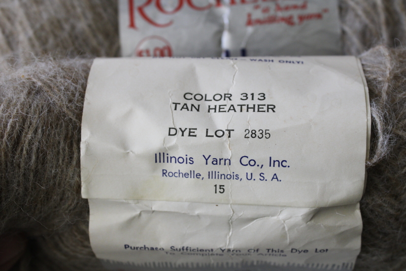 photo of vintage Mohlon Rochelle fluffy mohair texture yarn, 100% orlon synthetic, soft brown color  #2