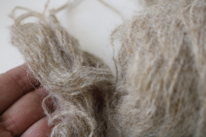 photo of vintage Mohlon Rochelle fluffy mohair texture yarn, 100% orlon synthetic, soft brown color  #5