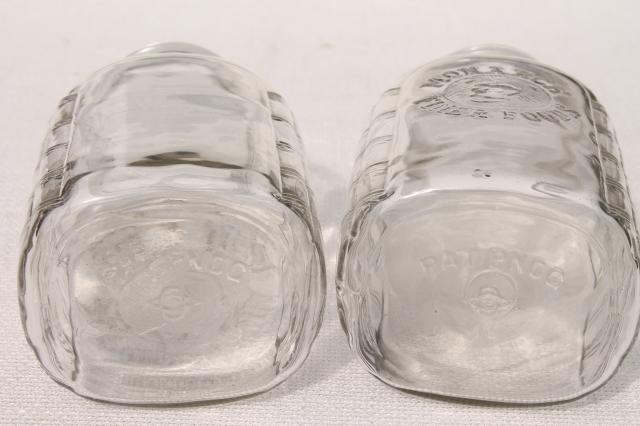 photo of vintage Monarch quart glass jars, hoosier style flat front pantry kitchen canisters #10