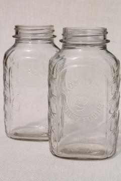 catalog photo of vintage Monarch quart glass jars, hoosier style flat front pantry kitchen canisters