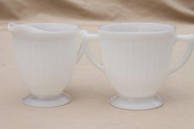 photo of vintage Monax petalware opalescent glass milk glass cream & sugar set #1