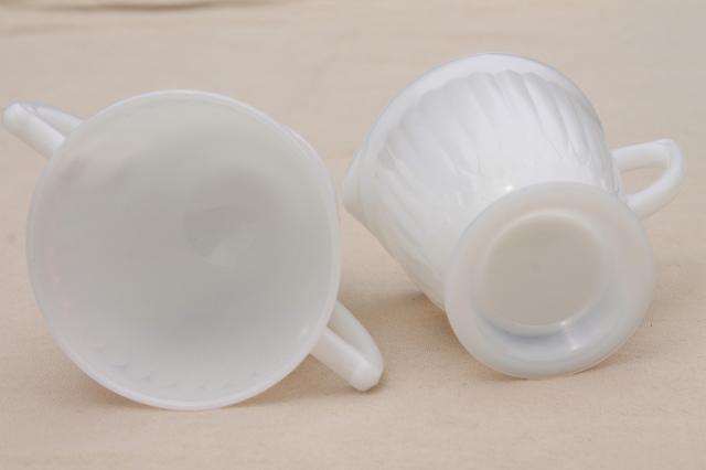 photo of vintage Monax petalware opalescent glass milk glass cream & sugar set #5