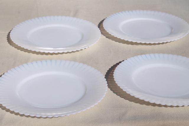 photo of vintage Monax petalware opalescent glass milk glass salad plates set of 4 #1