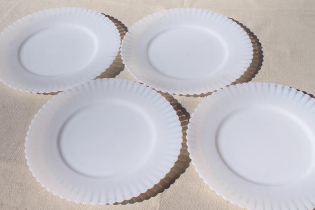 photo of vintage Monax petalware opalescent glass milk glass salad plates set of 4 #2