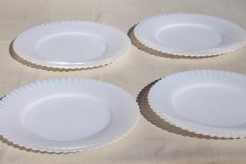 catalog photo of vintage Monax petalware opalescent glass milk glass salad plates set of 4