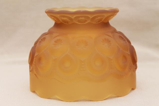 photo of vintage Moon & Stars pattern frosted amber glass shade for candle lamp fairy light #1