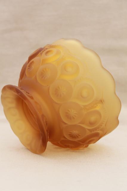 photo of vintage Moon & Stars pattern frosted amber glass shade for candle lamp fairy light #2