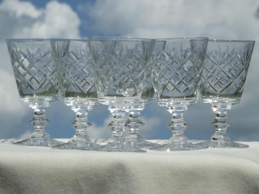 photo of vintage Morgantown glass water goblets, Starlight stemware glasses set  #1