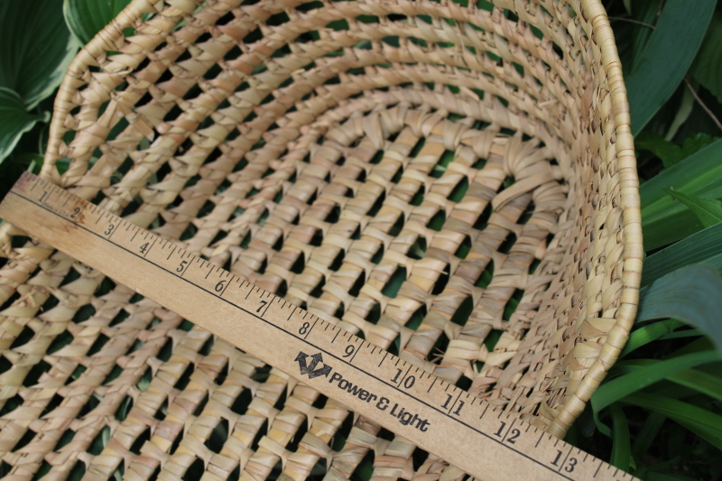 photo of vintage Moses basket baby bed w/ old striped cotton ticking mattress, primitive decor  #7