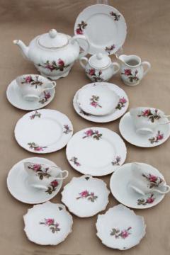 catalog photo of vintage Moss Rose china made in Japan porcelain tea set w/ teapot & dishes