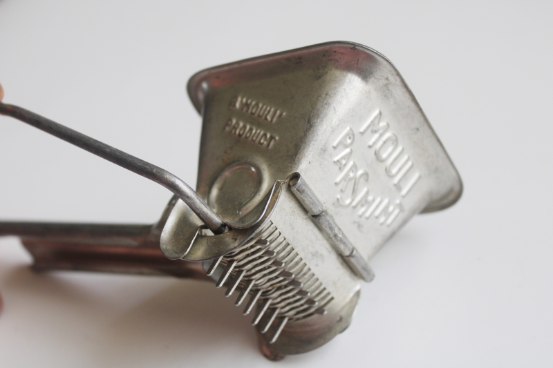 photo of vintage Mouli France hand crank cheese grater, old French kitchen tool  #3